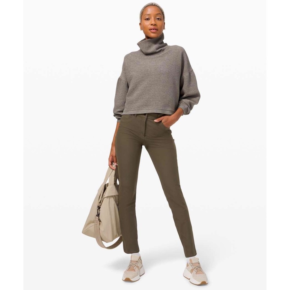 Lululemon City Sleek 5 Pocket Pant Warpstreme Slim Fit Dark Olive Green Size 4